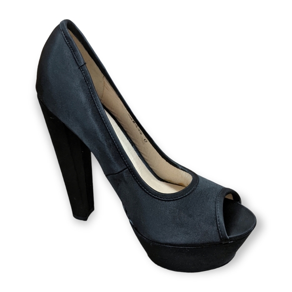 ASOS Black Satin Platform Peep Toe Heel,  US 8 (UK 6) - Picture 5 of 11